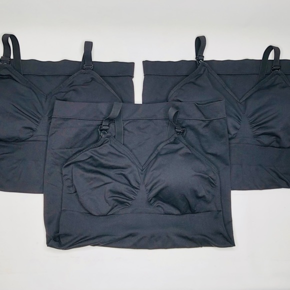 Bundle (3) ILoveSIA Maternity Nursing Tank Top Black Built In Bra, Clips, Soft - Picture 1 of 10